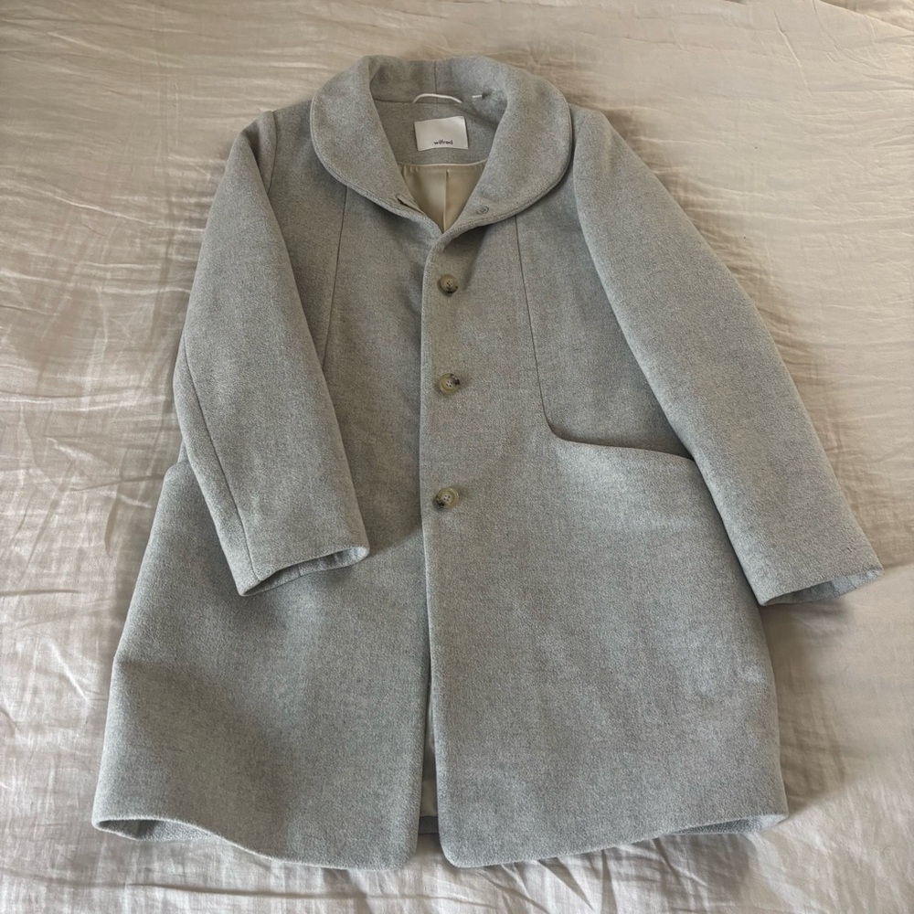 Aritzia Wilfred The Cocoon Coat - Italian Wool & Cashmere - Heather Grey - M